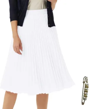 Women's Skirts High Waist Elastic Pleated Chiffon Midi A Line Skirt