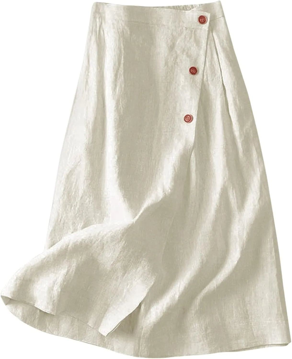 Women's Summer Casual A-Line Skirt Medium Length Elastic Waist Large Fashionable Half Skirt for Everyday Wear