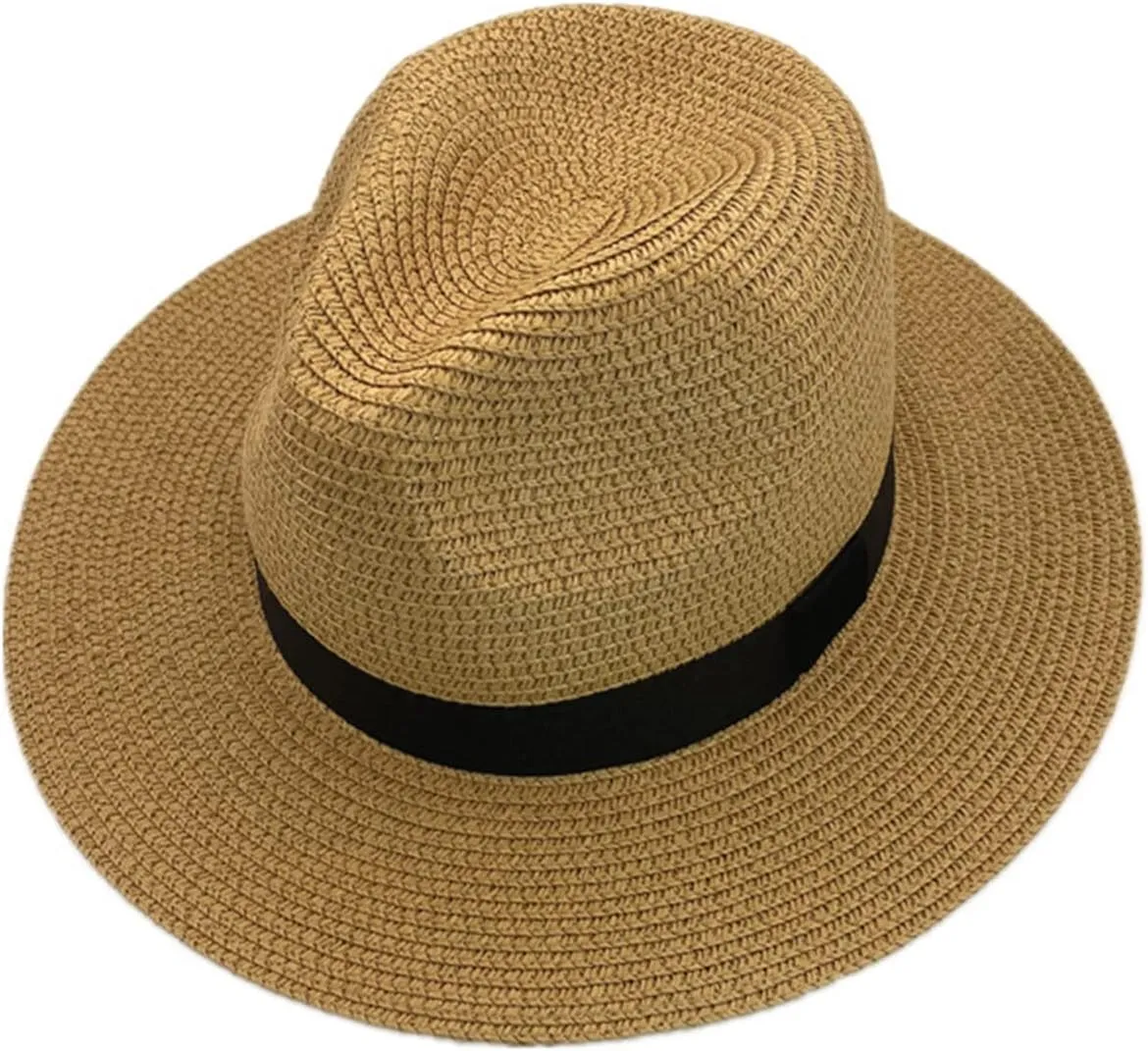 Women's Wide Brim Straw Panama Roll Up Hat Fedora Beach Vacation Sun Hat