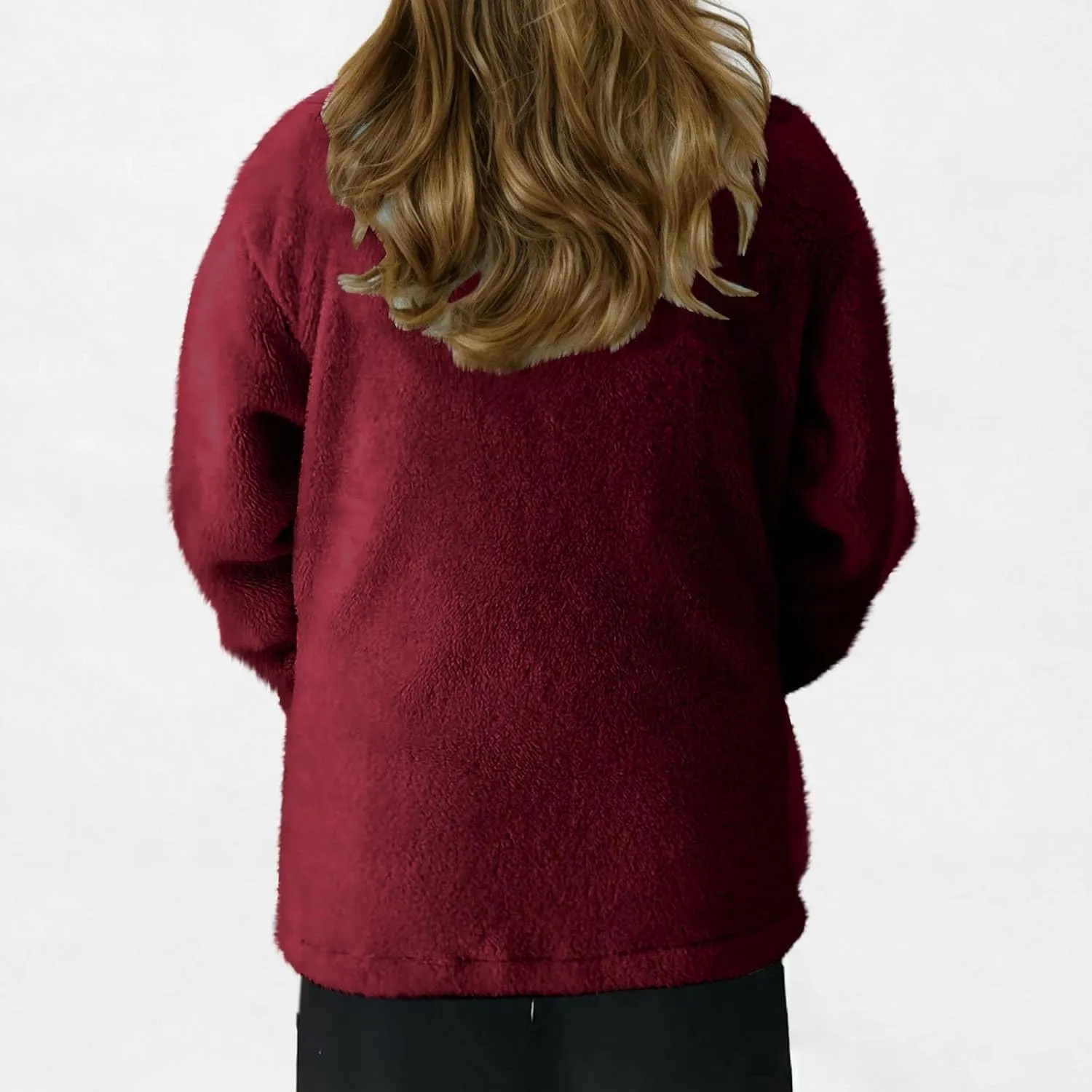 Women's Winter Faux Fuzzy Jacket Oversized Fleece Hooded Long Sleeve Coat Teddy Coat With Pockets Long Winter