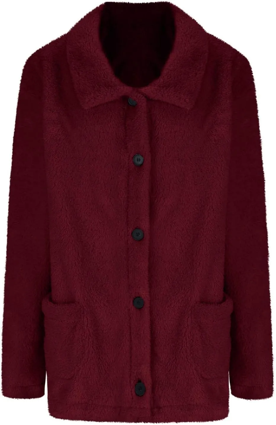 Women's Winter Faux Fuzzy Jacket Oversized Fleece Hooded Long Sleeve Coat Teddy Coat With Pockets Long Winter