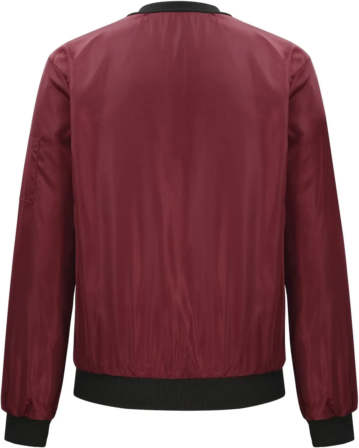 Womens Zipper Bomber Jacket Without Hood Casual Windbreaker Flight Coat Zip Up Textured Jacket with Pocket