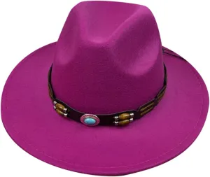 Wool Fedora Hat for Men Panama Hat Wide Brim Flat Top Cap Fedora Hat Party Church Hats