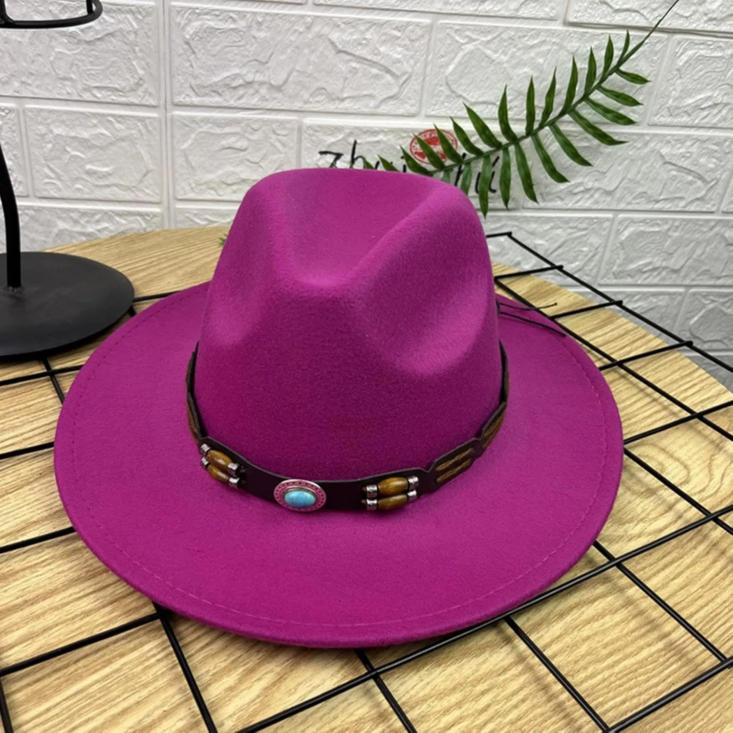 Wool Fedora Hat for Men Panama Hat Wide Brim Flat Top Cap Fedora Hat Party Church Hats