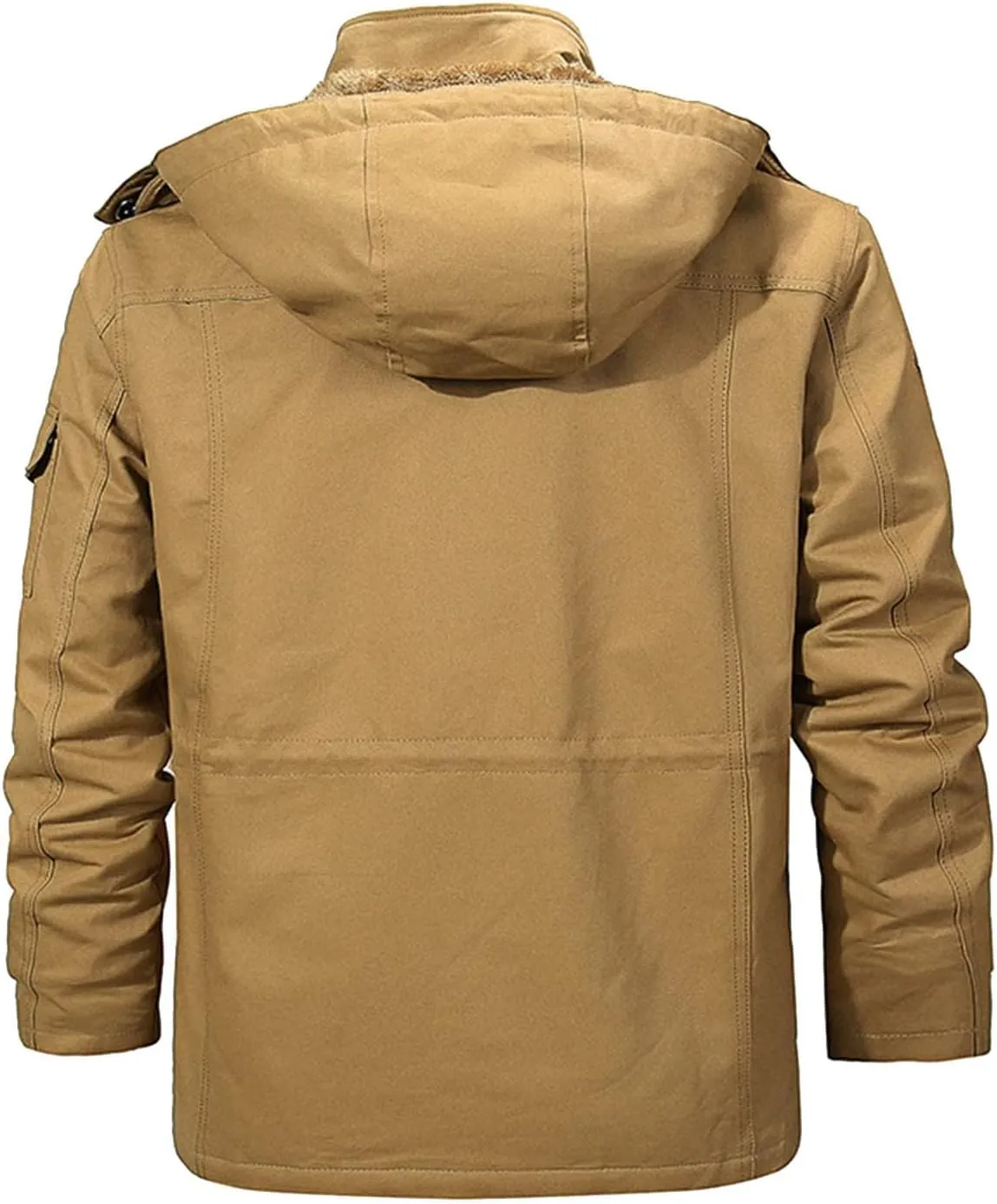 XIAXOGOOL Down Jacket Men,Men's Cargo Jacket Winter Warm Coats Fleece Lined Military Cool Jackets Cotton With Hood