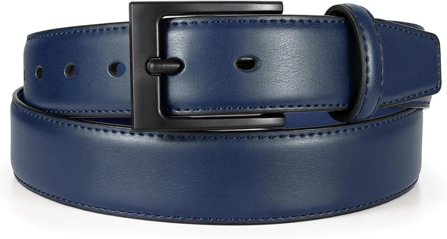 XZQTIV TSA Belt For Men Metal Free Dress Belts Hypoallergenic Leather Belt With Black Buckle Nickle Free