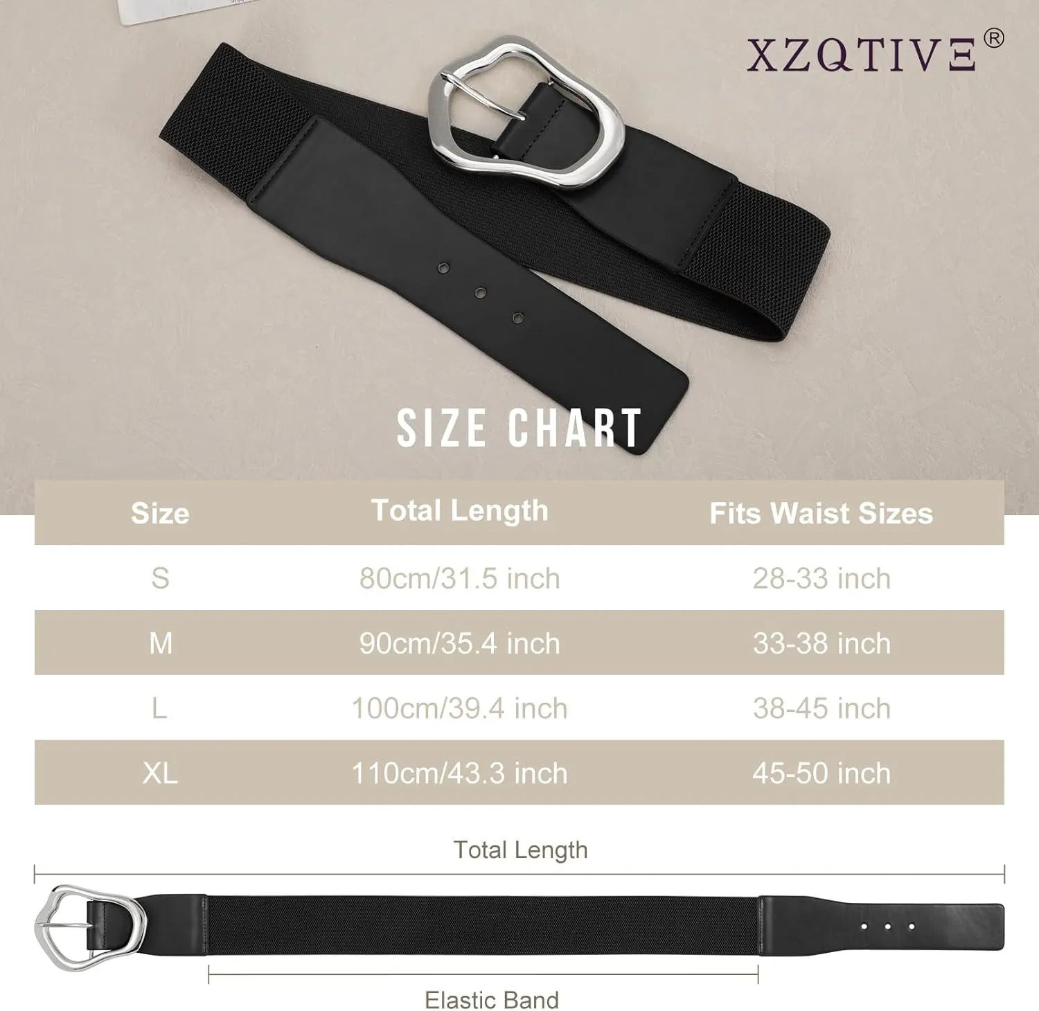 XZQTIVE Women Wide Elastic Waist Belt for Dresses Fashion Big Gold Buckle Stretchy Leather Waistband for Ladies