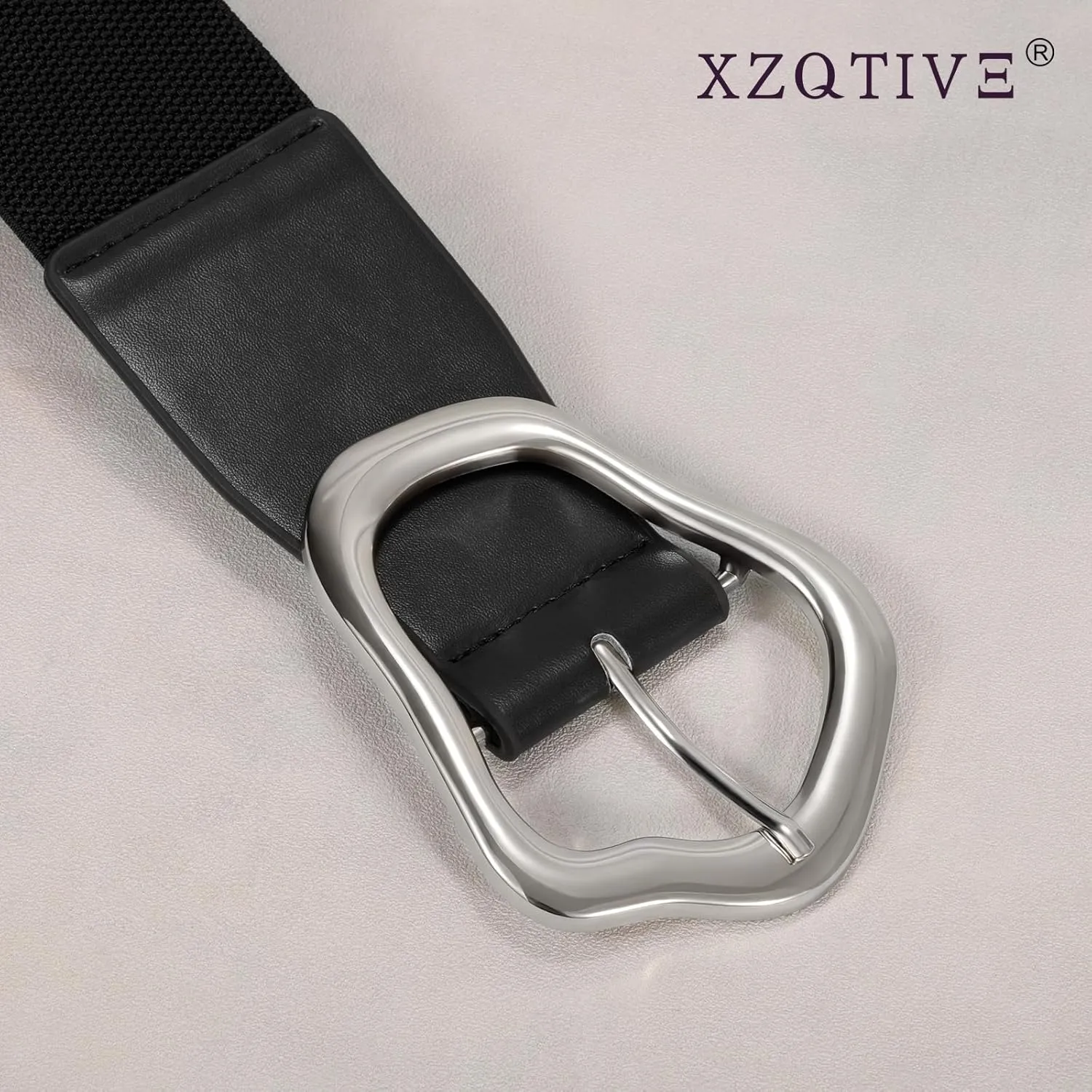 XZQTIVE Women Wide Elastic Waist Belt for Dresses Fashion Big Gold Buckle Stretchy Leather Waistband for Ladies