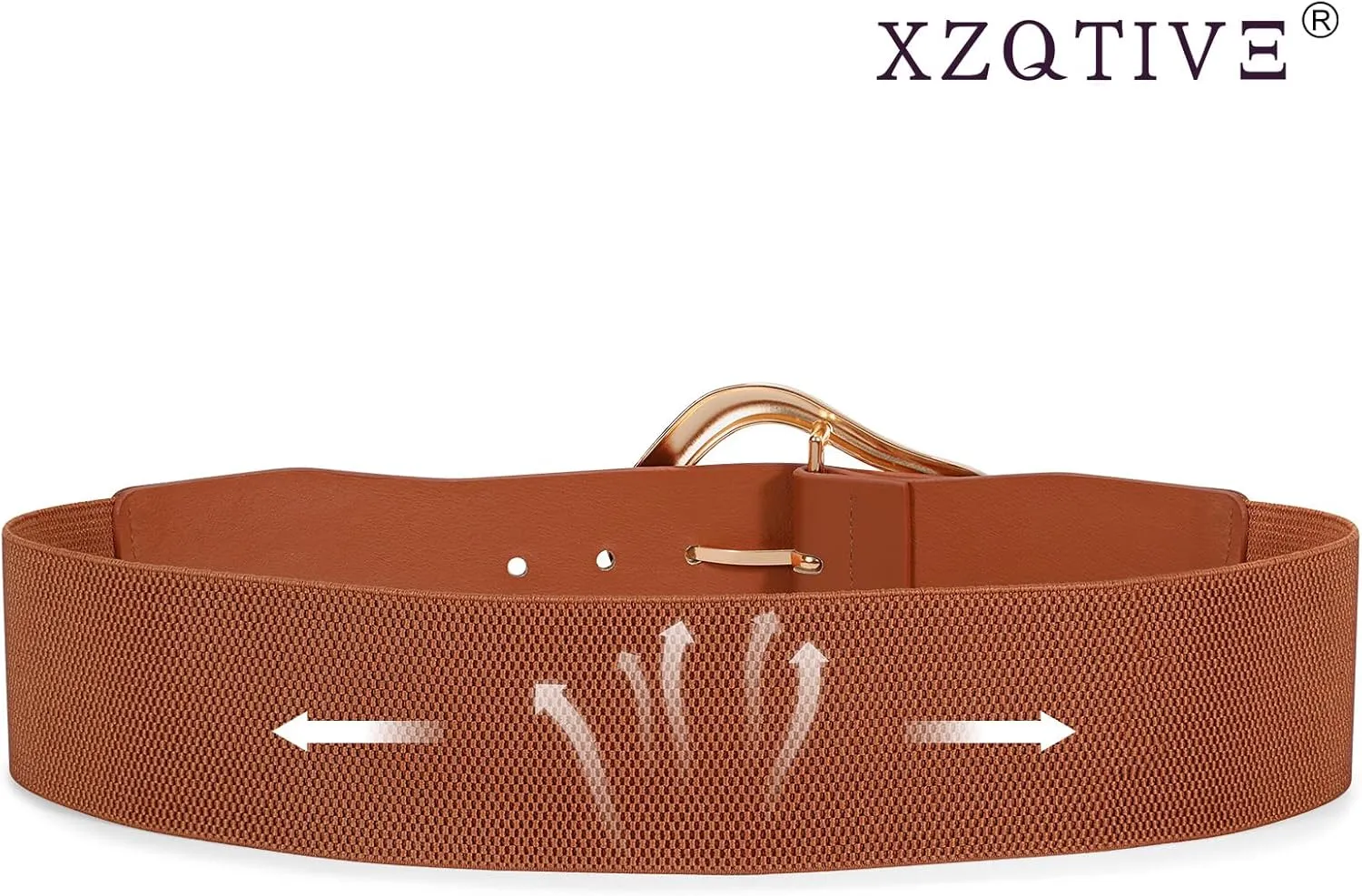XZQTIVE Women Wide Elastic Waist Belt for Dresses Fashion Big Gold Buckle Stretchy Leather Waistband for Ladies