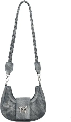 Y2K Aesthetic Shoulder Bag for Women Butterfly Punk Purse One Shoulder Crescent Dumpling Bag Small Crossbody Bagjavascript: