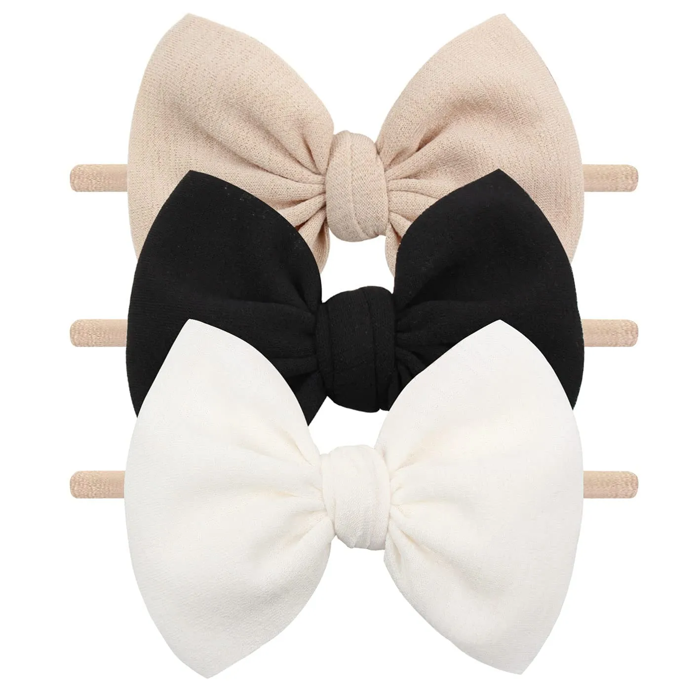 YanJie 3 Pcs Soft Headbands Baby Girls Nylon Headband with Hair Bow Hairbands Hair Accessories for Newborn Infant Toddler Kids