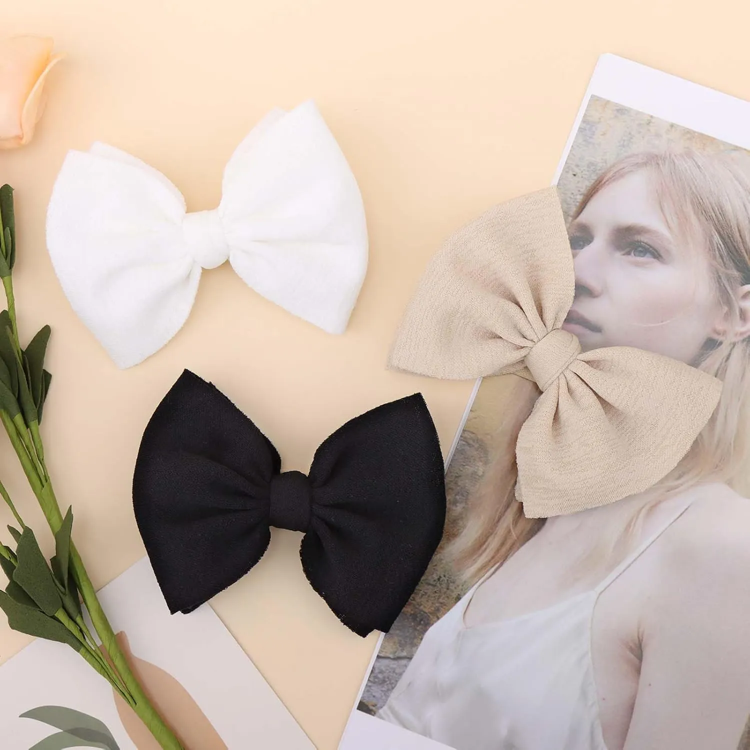 YanJie 3 Pcs Soft Headbands Baby Girls Nylon Headband with Hair Bow Hairbands Hair Accessories for Newborn Infant Toddler Kids