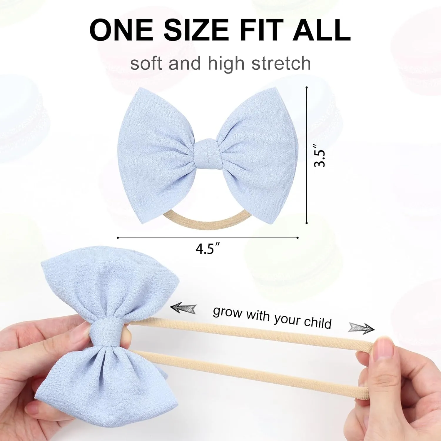 YanJie Baby Girls Nylon Headbands Newborn Bows Handmade Hair Bows Hairbands Hair Accessories for Newborn Infant Toddlers Kids (baby pink-aqua)