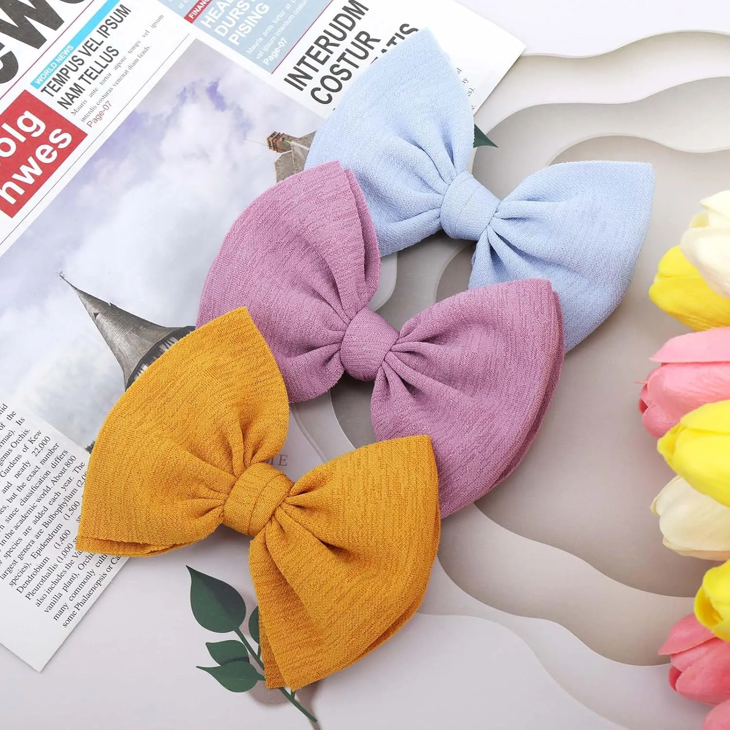 YanJie Baby Girls Nylon Headbands Newborn Bows Handmade Hair Bows Hairbands Hair Accessories for Newborn Infant Toddlers Kids(Gold Blue Dusty Rose)