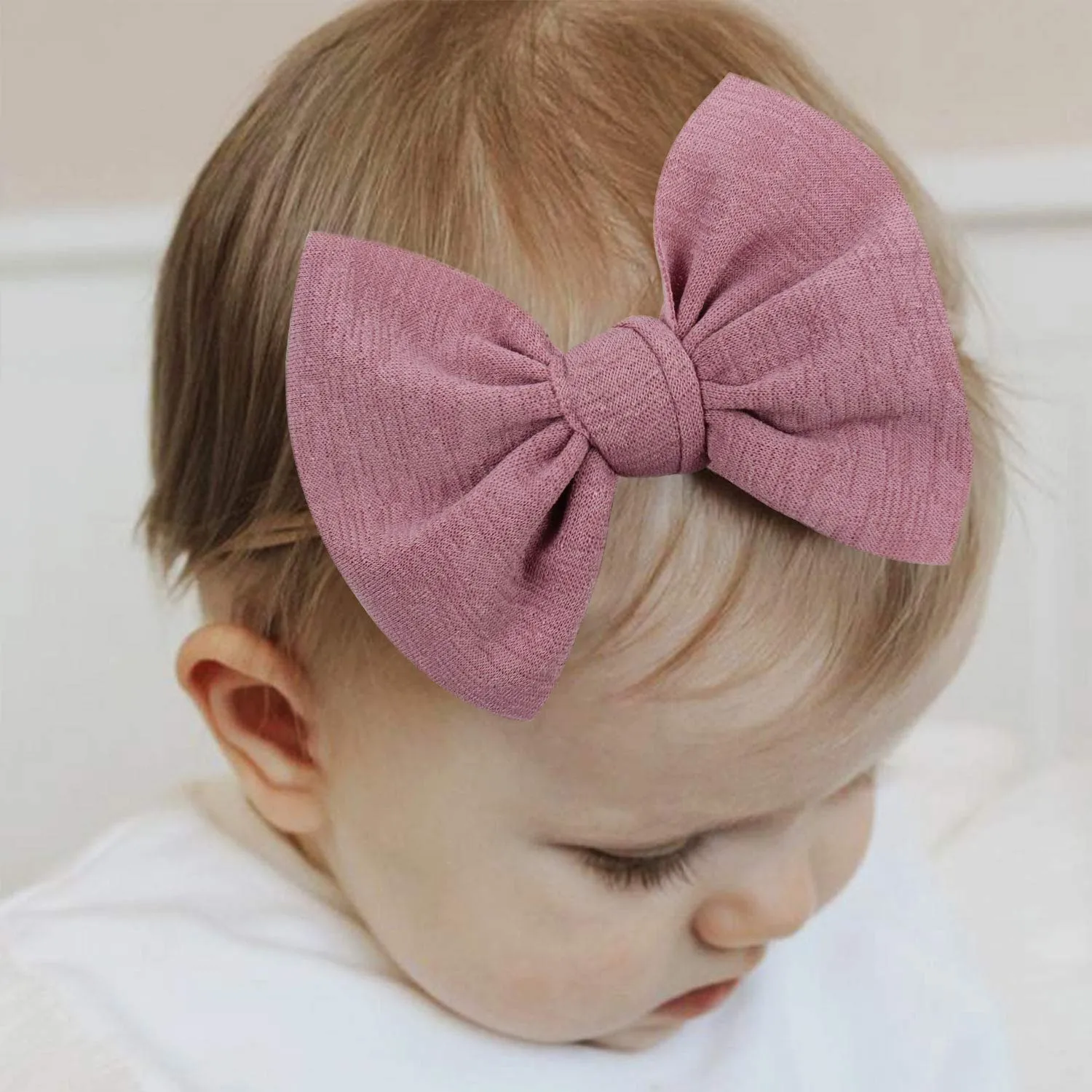 YanJie Baby Girls Nylon Headbands Newborn Bows Handmade Hair Bows Hairbands Hair Accessories for Newborn Infant Toddlers Kids(Gold Blue Dusty Rose)