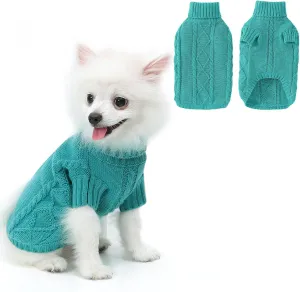 Yuehuam Small Dog & Cat Sweater, Winter Puppy Pullover Cable Knit Turtleneck Thick Warm Clothes for Small Dog, Puppy, Kitten, Cat Apparel