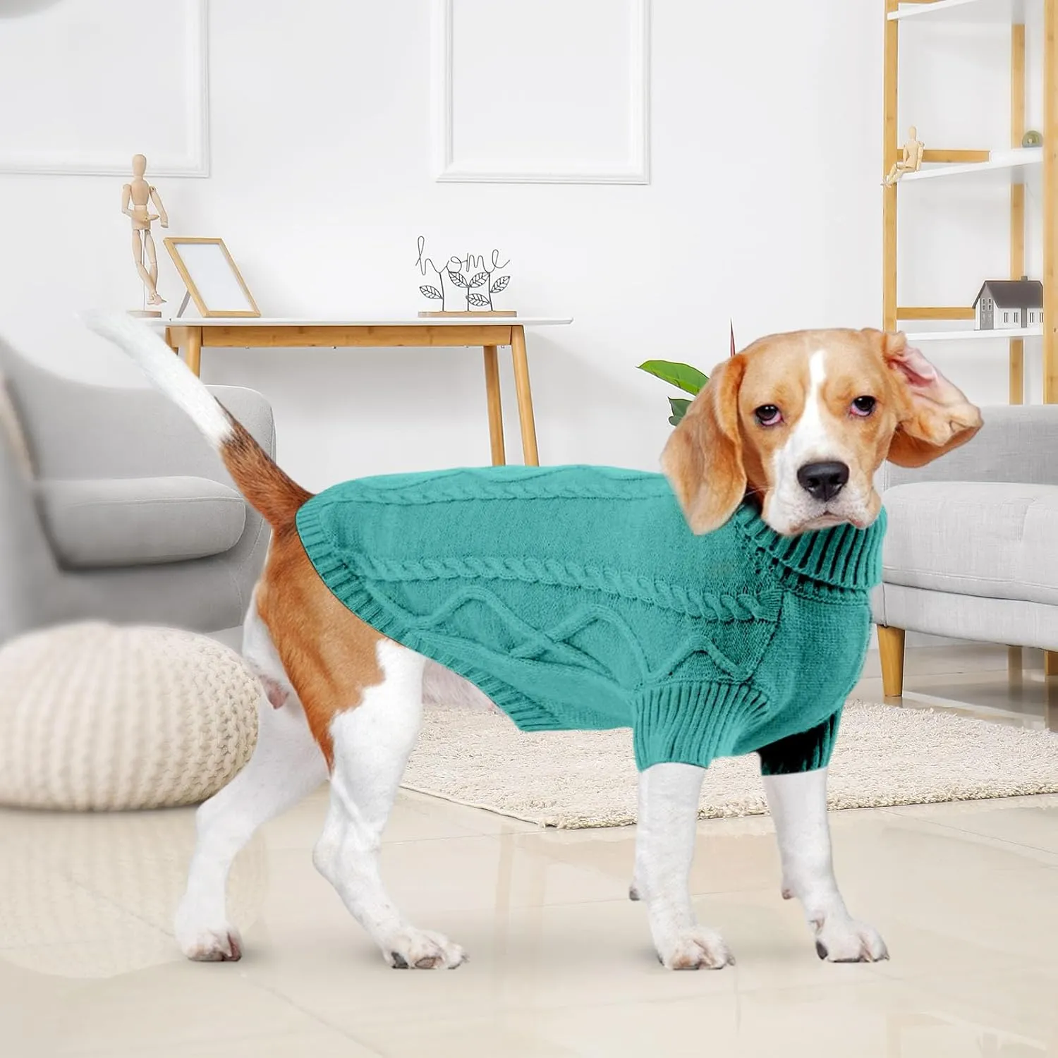 Yuehuam Small Dog & Cat Sweater, Winter Puppy Pullover Cable Knit Turtleneck Thick Warm Clothes for Small Dog, Puppy, Kitten, Cat Apparel